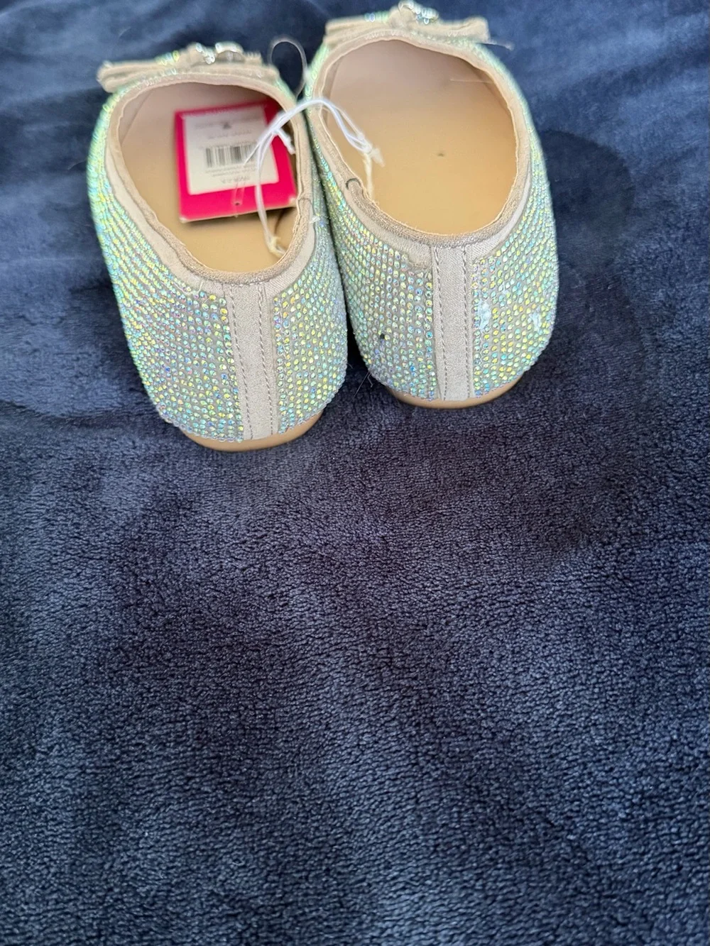 Vince Camuto Iridescent Crystal-Embellished Nude Flats